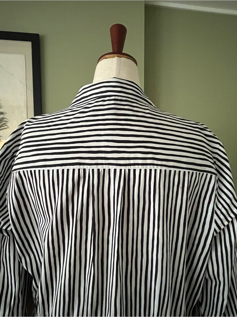 Lane Bryant Black & White Striped Shirt Midi Dress with Waist Tie - Picture 4 of 9